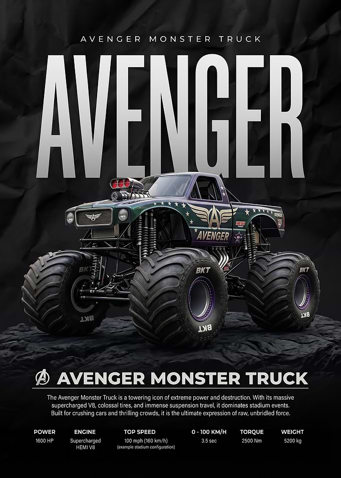 Avenger Monster Truck Poster