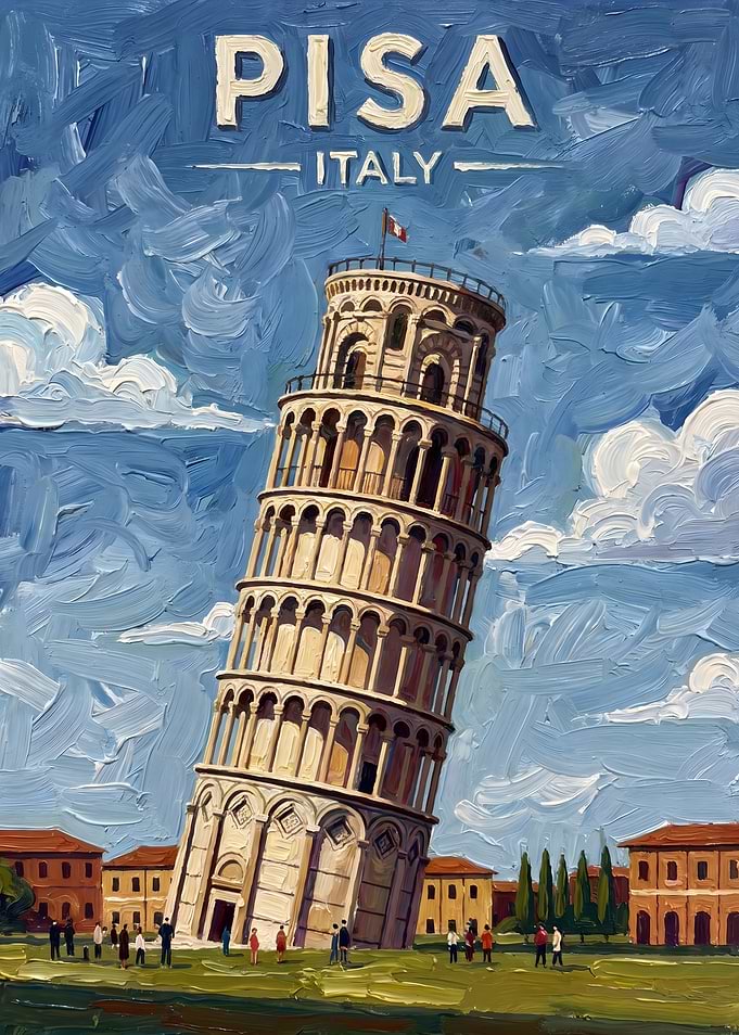 Leaning Tower of Pisa Travel Poster