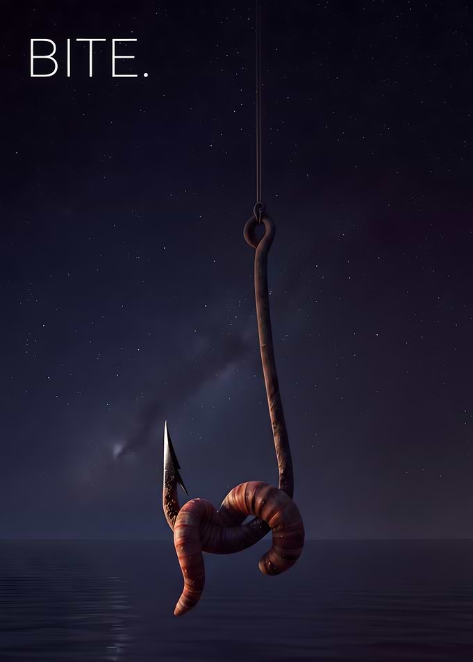 Bite Fishing Hook Minimalist Poster