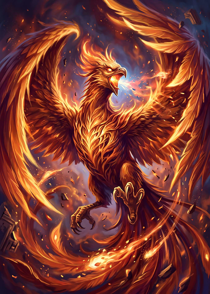 Blazing Phoenix Unleashed in Flame and Ember