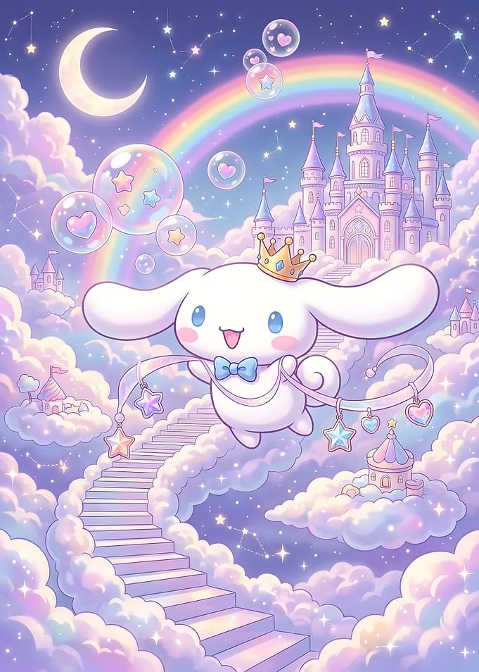 Cinnamoroll Floating in Dreamy Sky