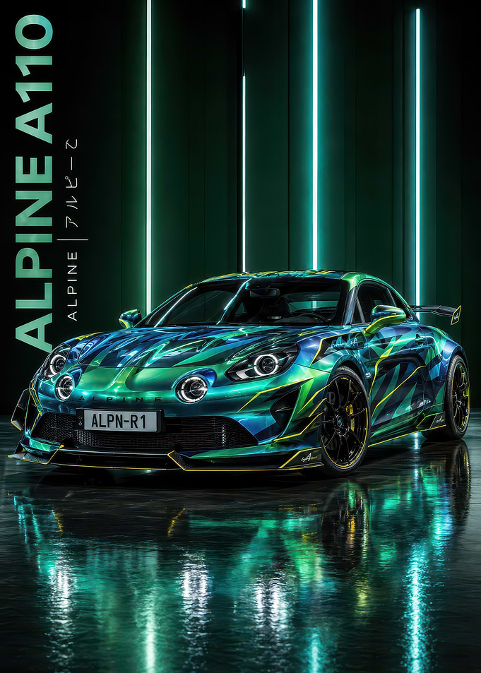 Alpine A110 Neon Green Sports Car