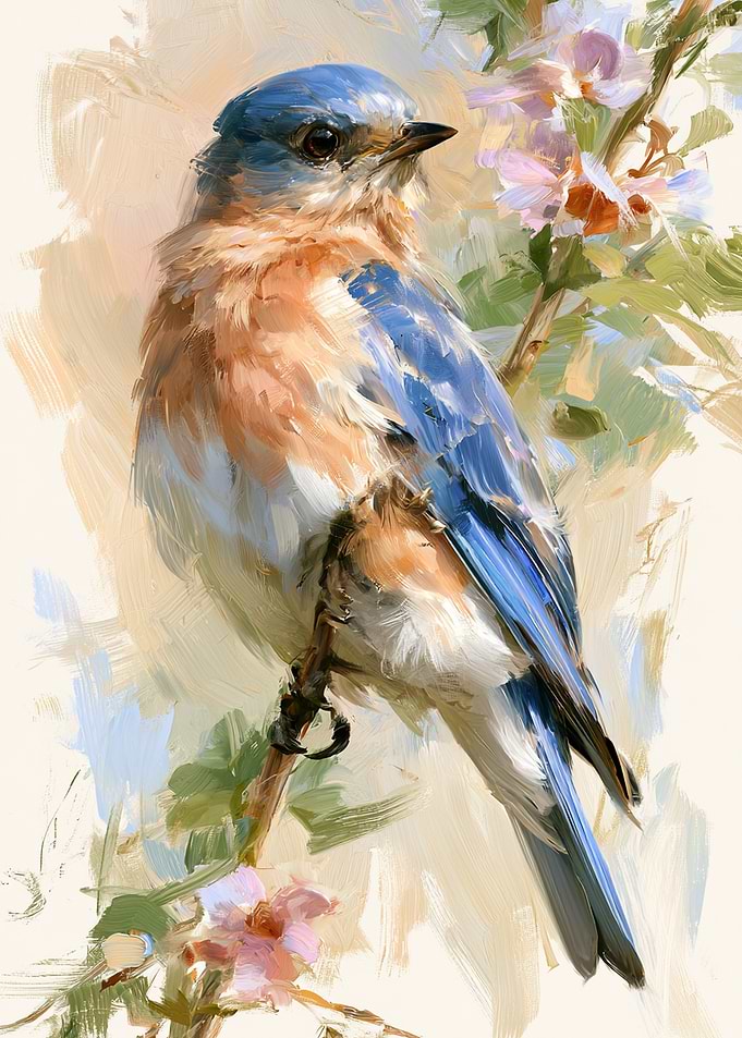 Oil Painting of a Bluebird