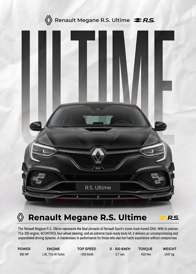 front view black Renault Megane R.S. Ultime Poster