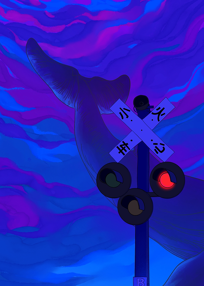 Surreal Whale and Railway Signal