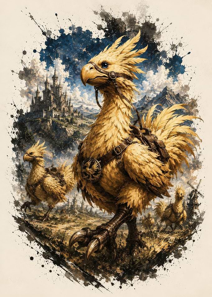 Final Fantasy Chocobo Herd Illustration
