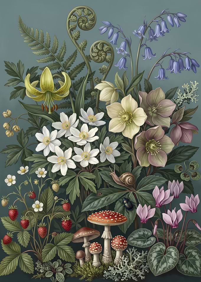 Botanical Illustration of Woodland Flora