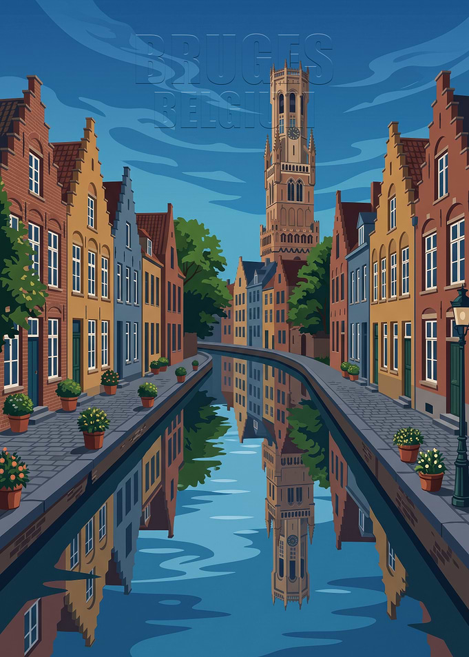 Bruges Belgium Canal Travel Poster
