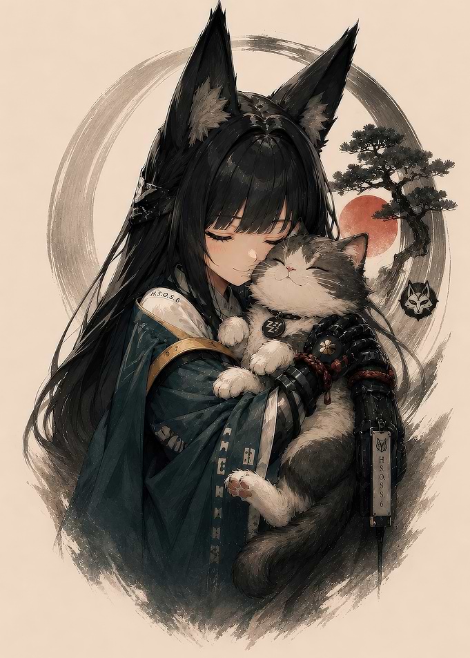 Hoshimi Miyabi holding a cat