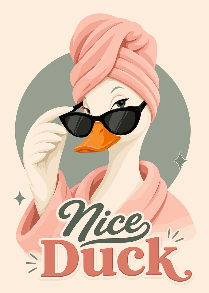 Stylish Duck in Bathrobe and Sunglasses