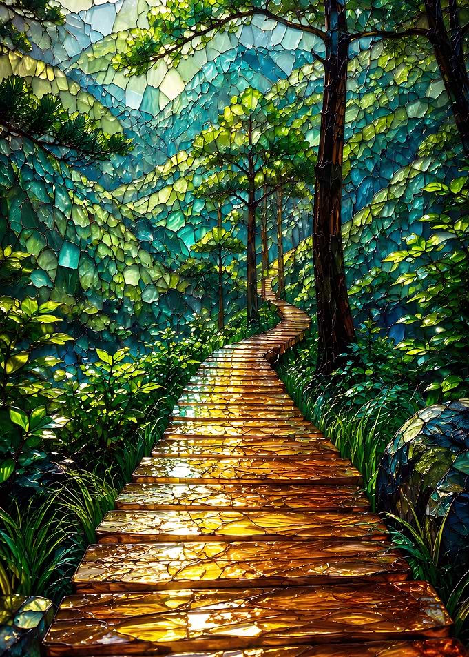 Stained Glass Forest Path