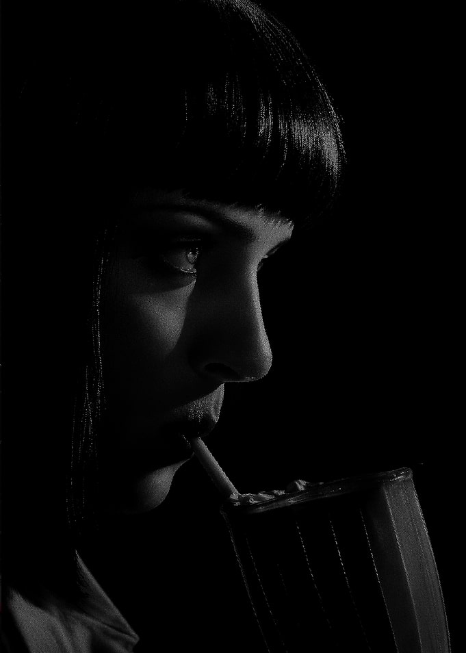 Mia Wallace Drinking Milkshake