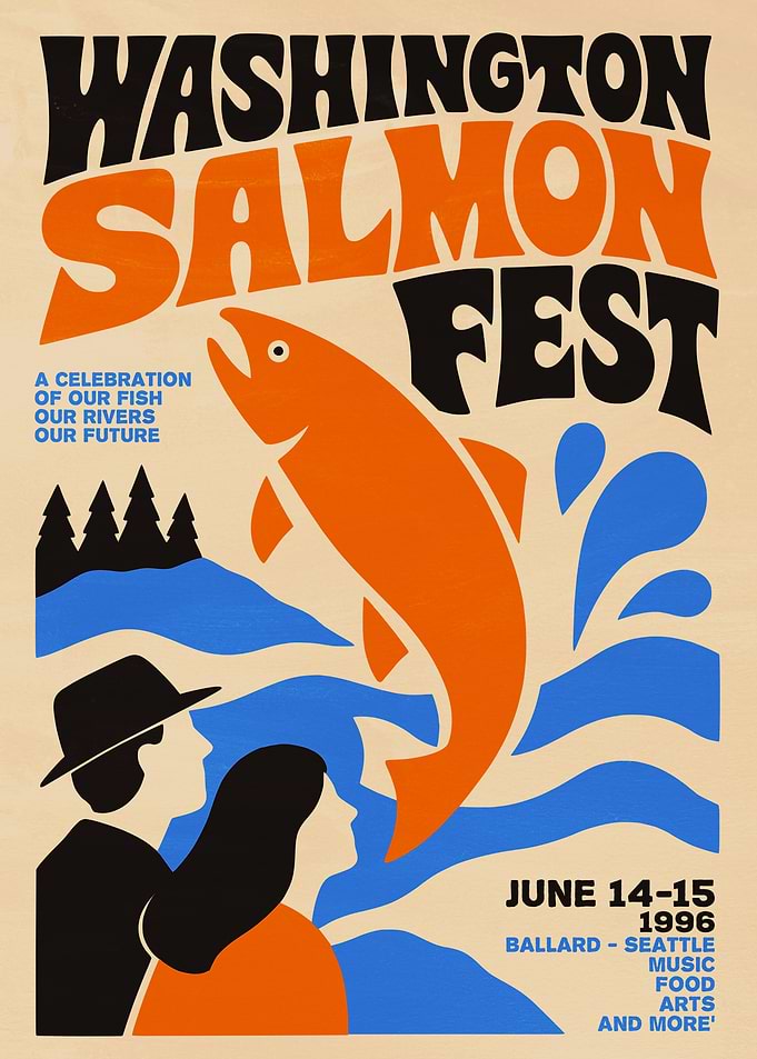 Vintage Washington Salmon Fest Poster