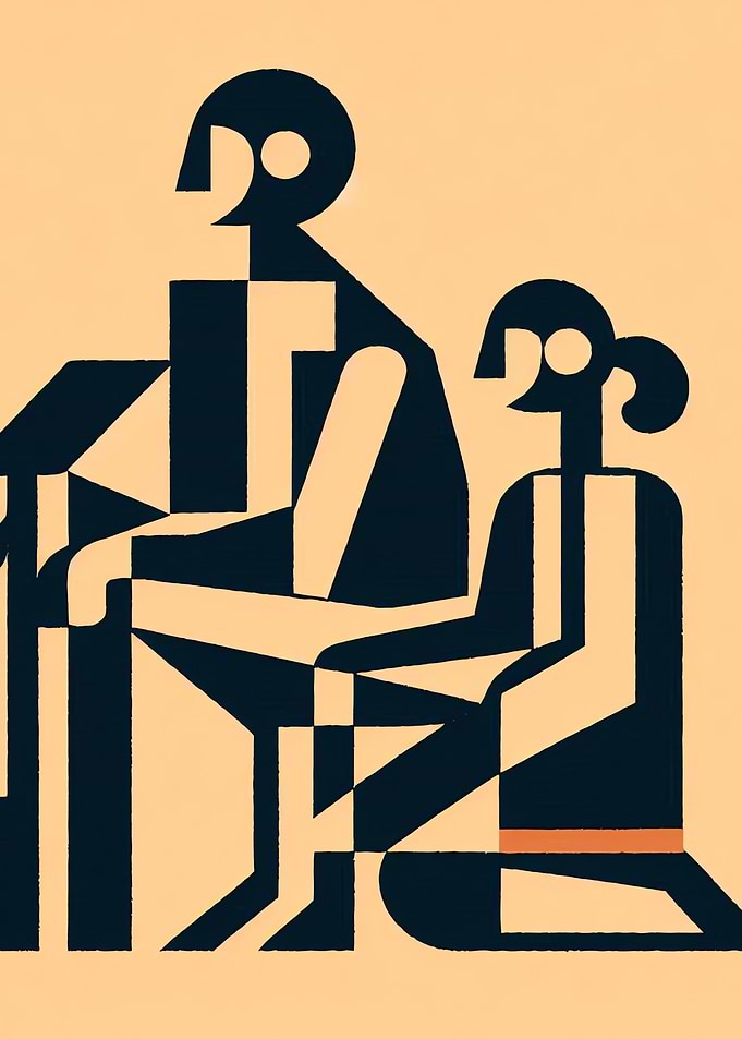 Minimalist Geometric Couple Illustration