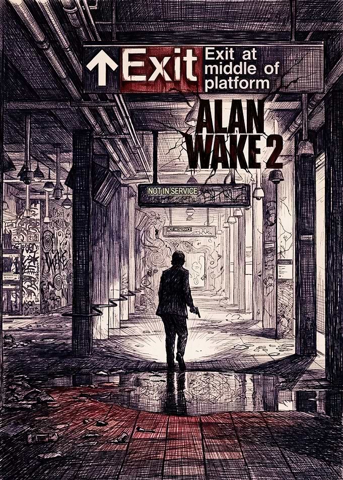 Alan Wake 2 Subway Station Illustration