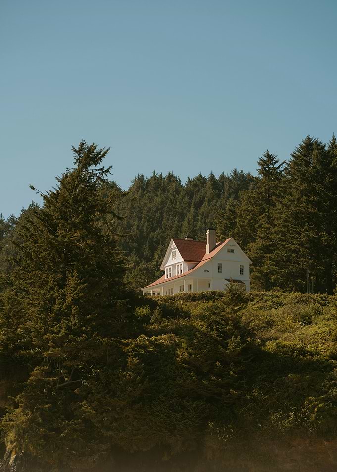 White House on a Forested Hill