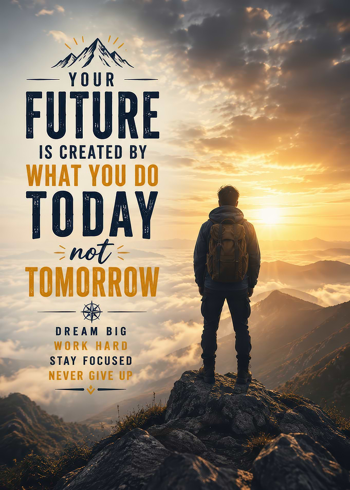 Inspirational Mountain Hiker Motivational Poster