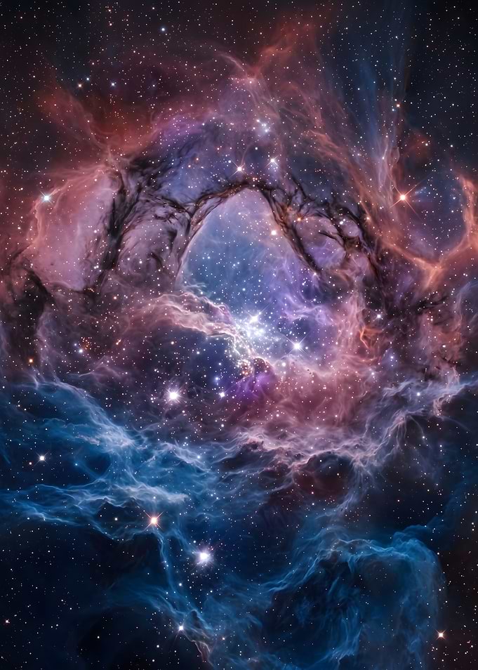 Vibrant Cosmic Nebula and Star Cluster