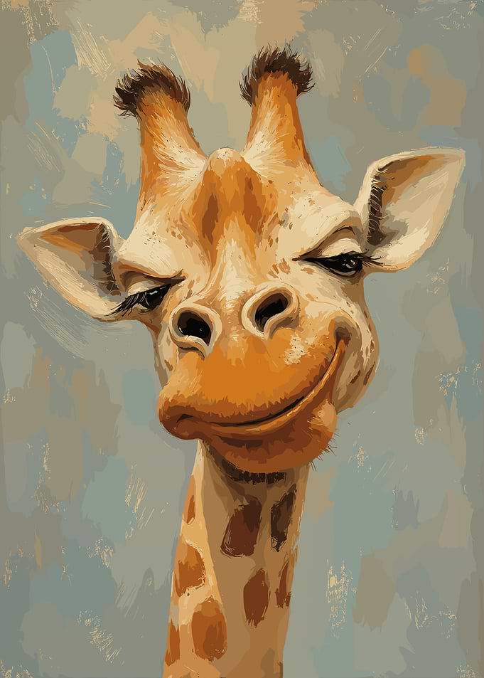 Whimsical Giraffe Portrait Painting