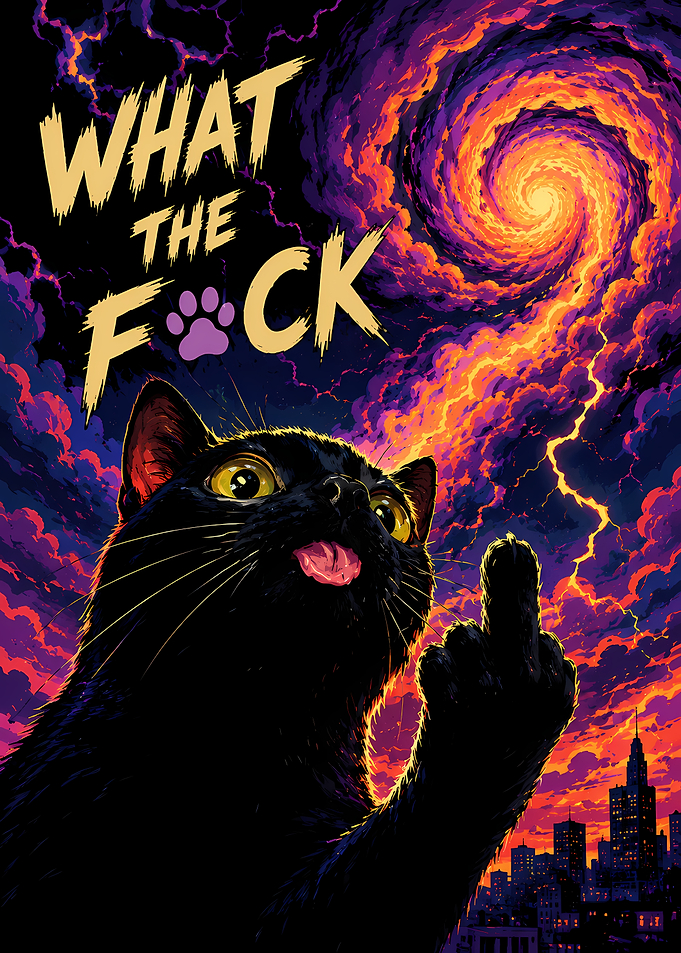 Funny Black Cat Giving Middle Finger