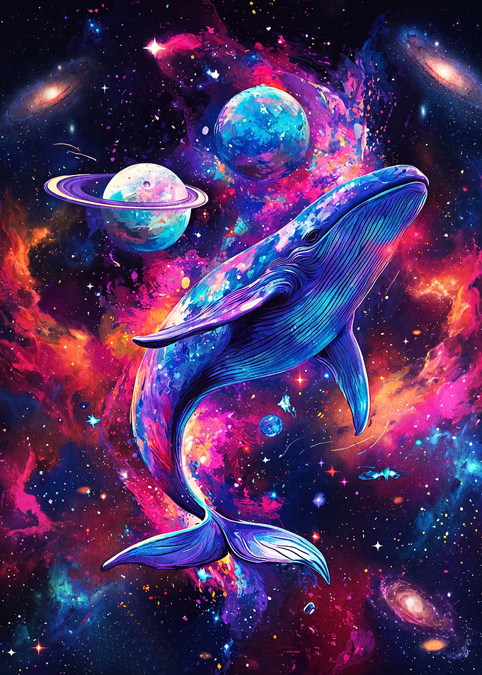 Cosmic Whale Swimming Through Nebula