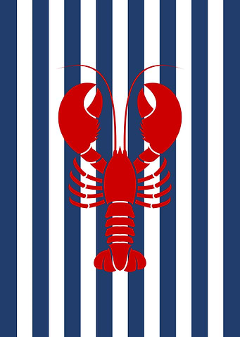 Red Lobster on Nautical Stripes