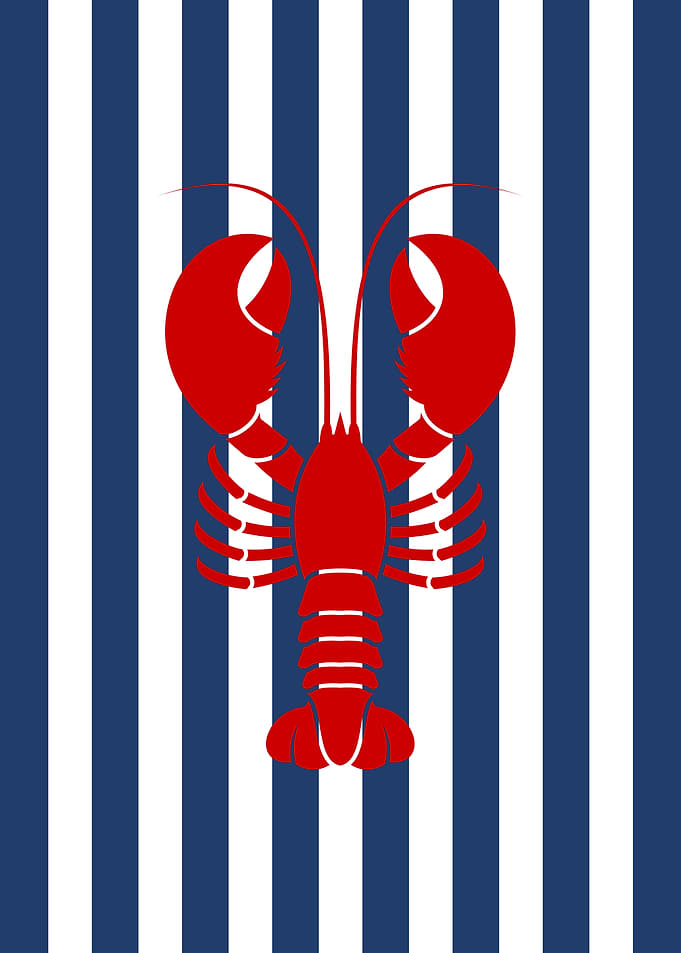Red Lobster on Nautical Stripes