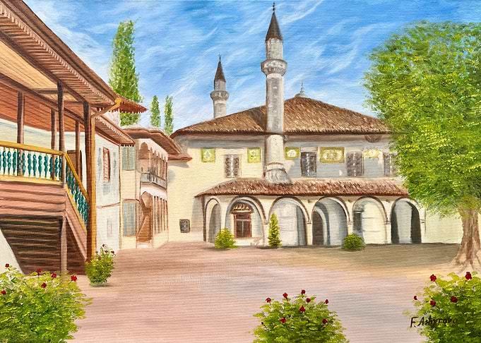 Oil Painting of Bakhchisaray Palace Courtyard