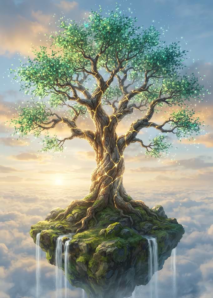 Floating Island with Glowing Tree