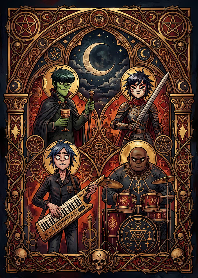 Gorillaz Gothic Fantasy Art Poster