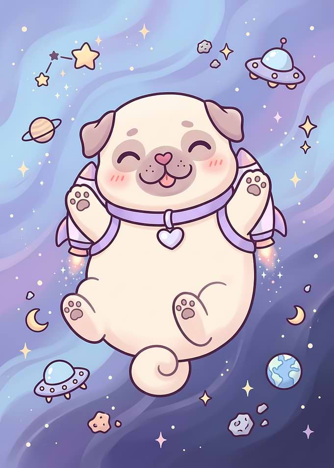 Cute Pug Astronaut in Space