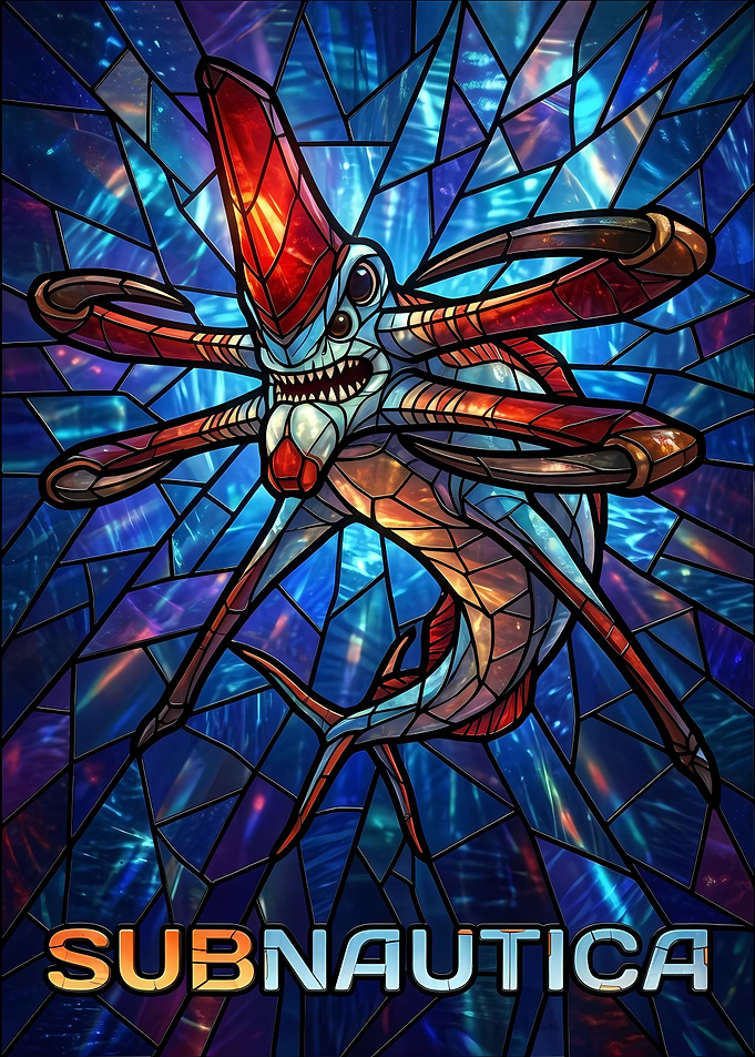 Subnautica Reaper Leviathan Stained Glass Art