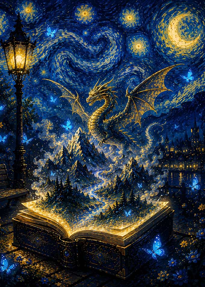 Dragon Emerging from Magical Storybook