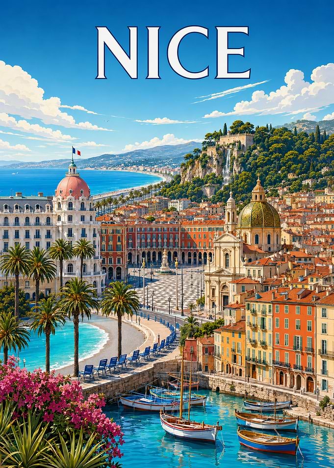 Vintage Travel Poster of Nice France