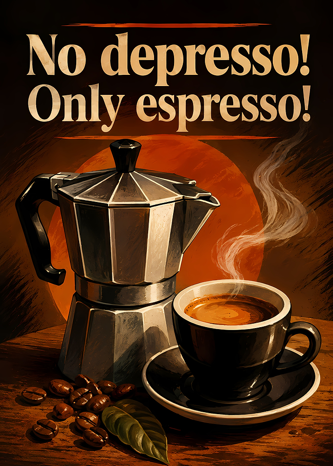 No Depresso Only Espresso Coffee Poster