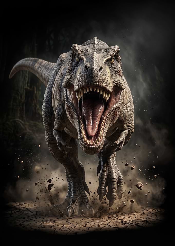 angry Fierce Charging Tyrannosaurus Rex poster