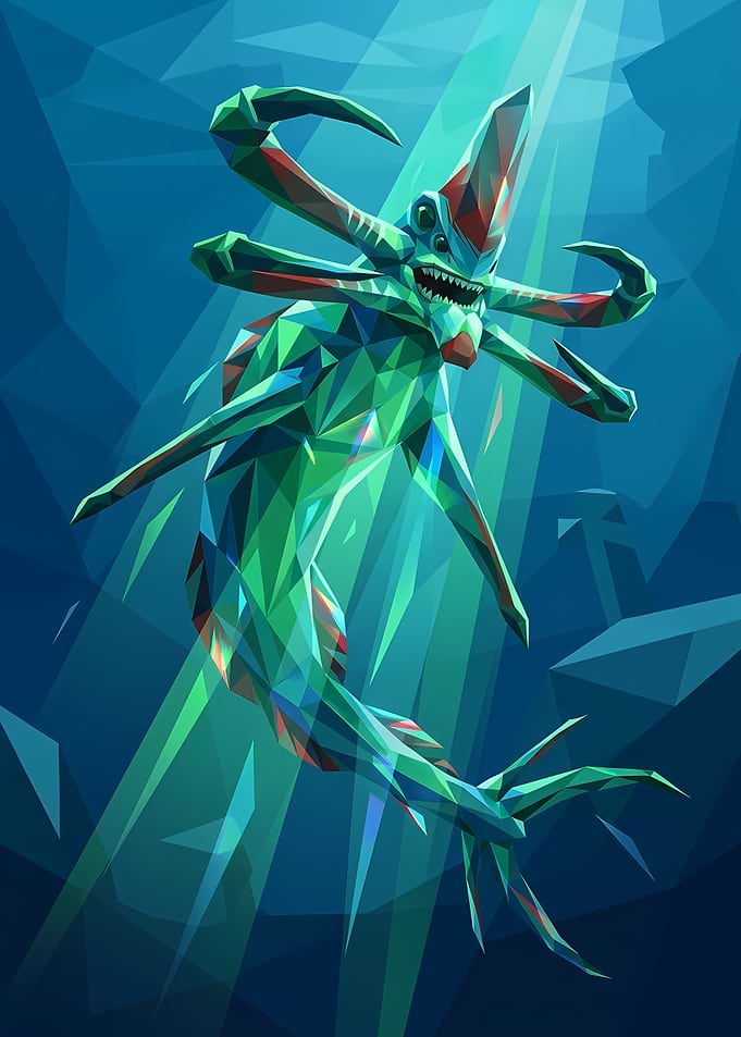 Low Poly Reaper Leviathan Subnautica Art