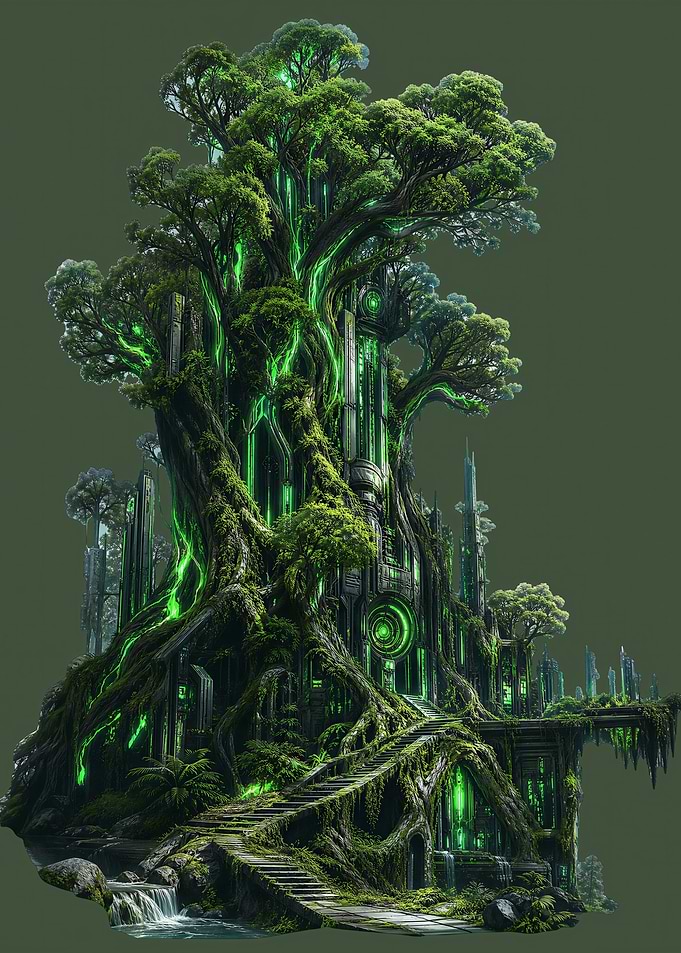 Bioluminescent Ancient Tree Temple
