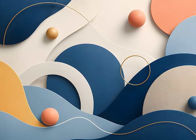 Abstract Geometric Paper Cutout Composition
