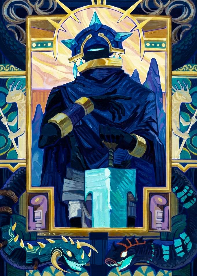 Mystical Warrior with Glowing Sword