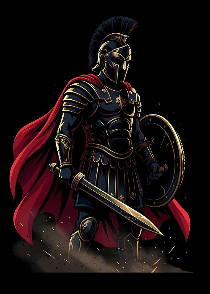 Spartan Warrior in Black Armor