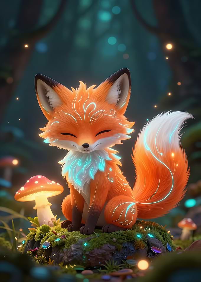 Magical Glowing Forest Fox