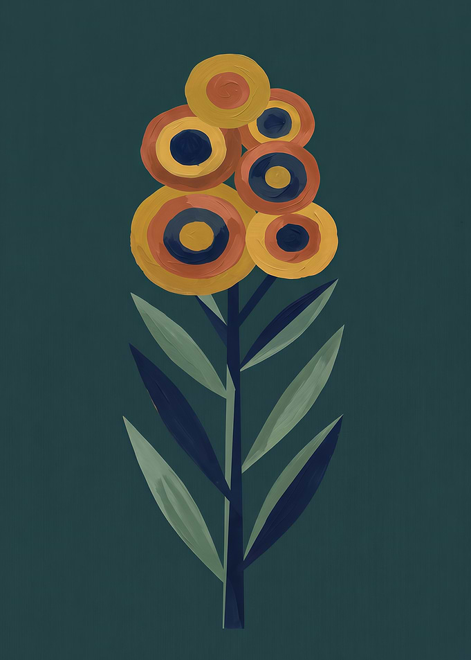 Minimalist Retro Floral Composition