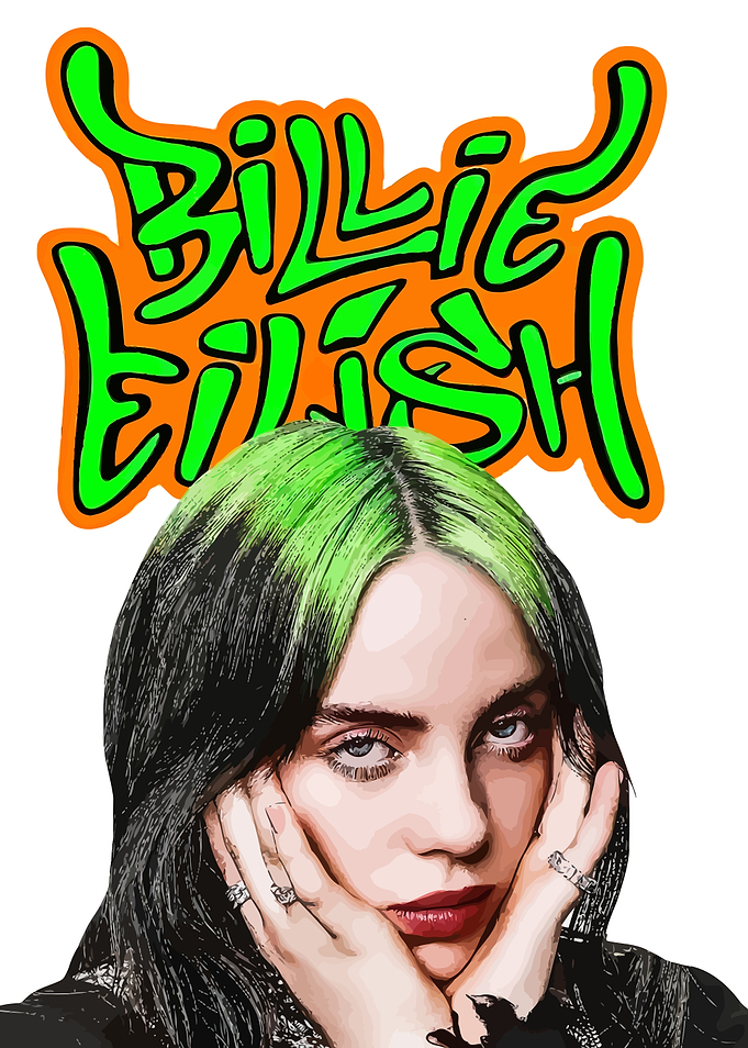 Billie Eilish Neon Green Portrait