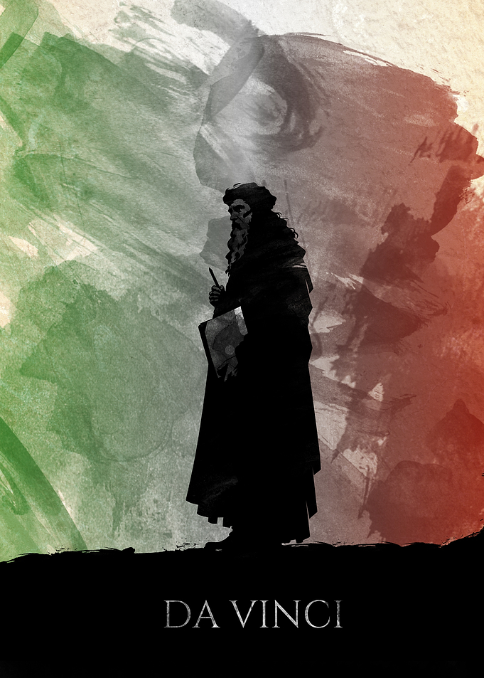 Leonardo da Vinci Silhouette Poster