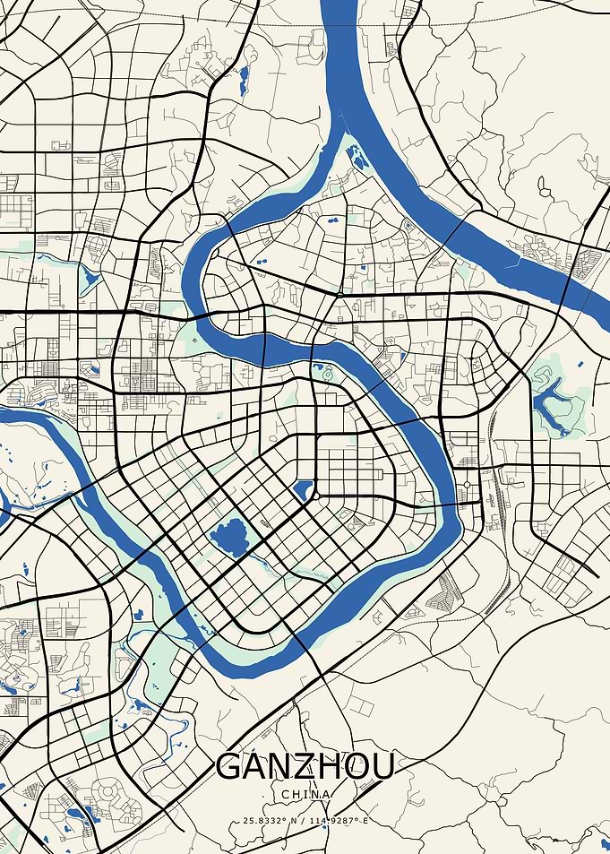 Minimalist Map of Ganzhou China