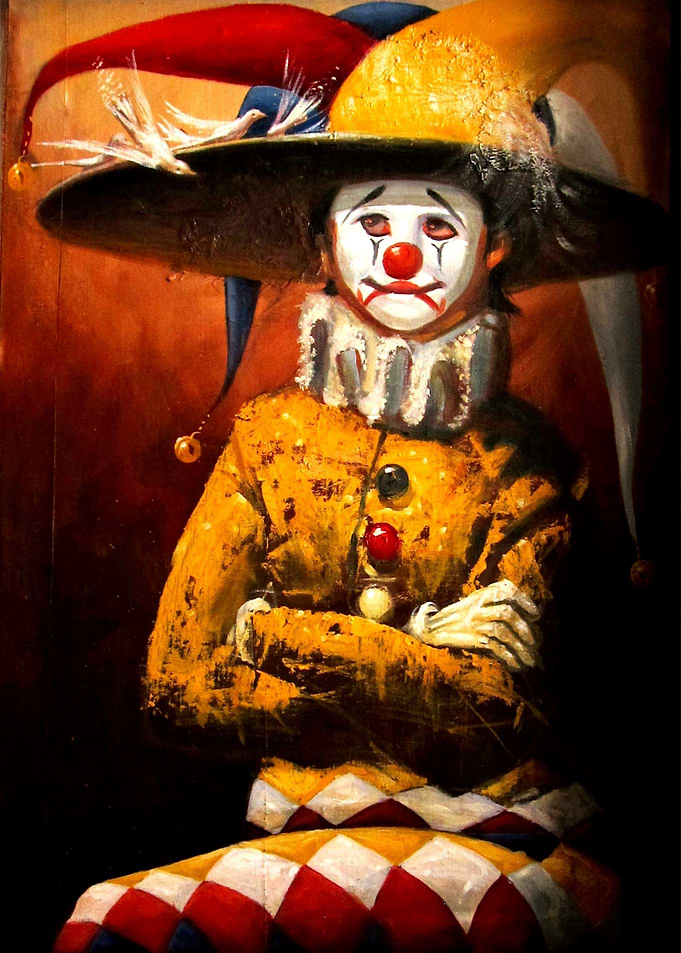 Melancholy Jester Painting