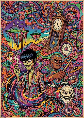 Gorillaz Psychedelic Surrealist Art Poster