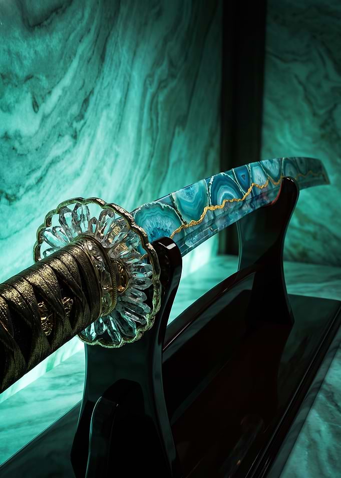 Exquisite Agate and Crystal Katana