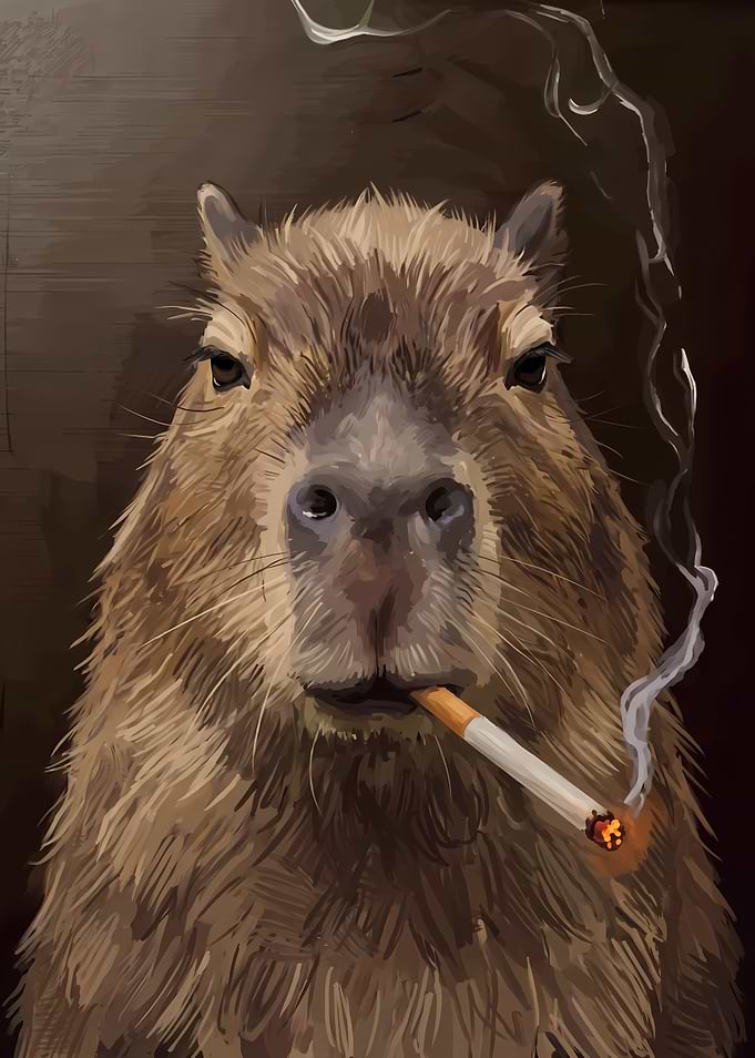 Capybara Smoking a Cigarette Portrait